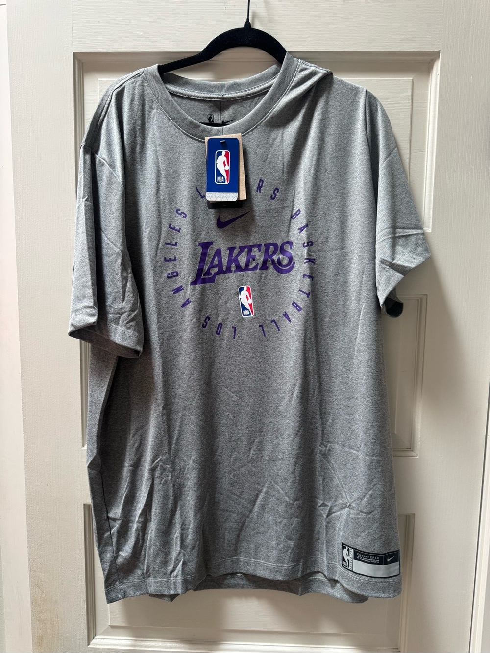 NIKE NBA Gray Los Angeles Lakers T-Shirt with Purple Logo